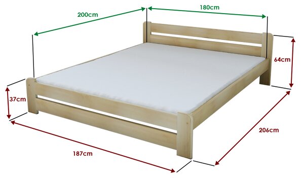 Postel Laura 180 x 200 cm, borovice
