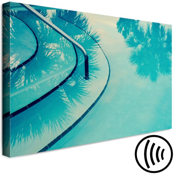 Obraz Na Floridě - odraz palmových listů v modré vodě bazénu v Miami