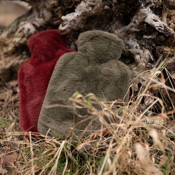 HUGO-FROSCH Termofor Hugo Frosch Classic s obalem z umělé kožešiny, extra dlouhý vlas – bordo