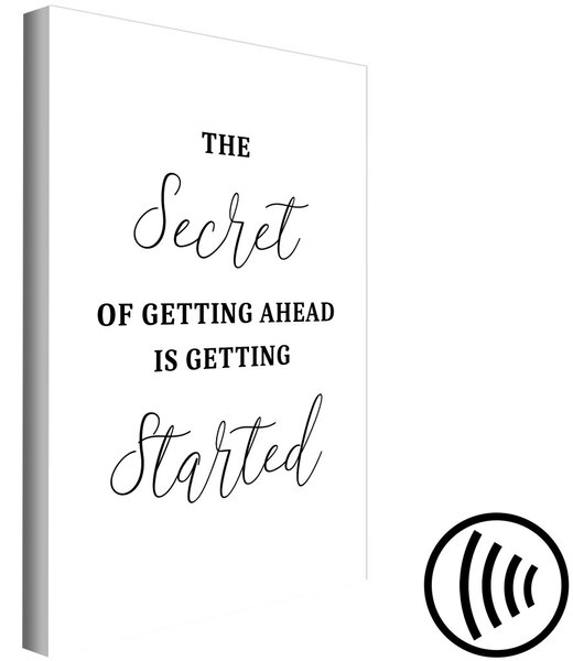 Obraz Tajemství úspěchu: Začni - Motivační text na bílém pozadí