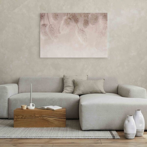 Obraz Růžové boho - pastelová nadýchaná kompozice s nadýchanými rostlinami