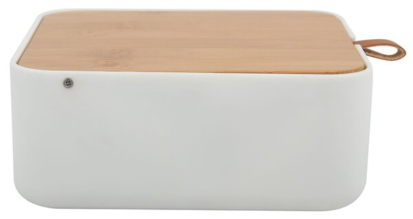 Spirella zrcadlo se šperkovnicí ALAIS, bílá, plast, bambus, 13,8 x 13,8 cm