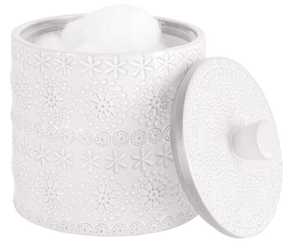 Spirella dóza na odličovací tampony RELIEF, bílá, porcelán