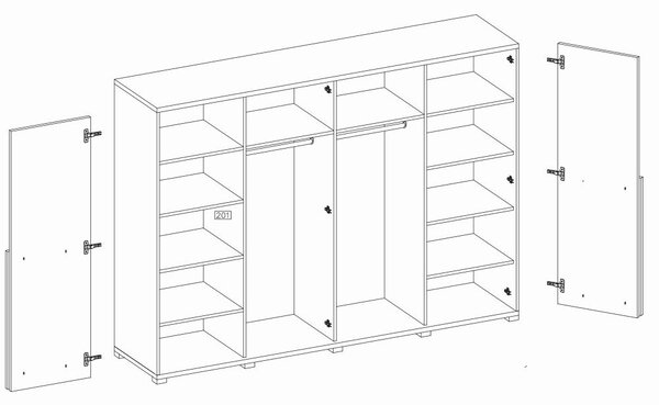 Dvoudveřová šatní skříň BLOOM - šířka 200 cm, dub artisan / norská borovice černá