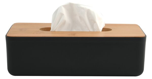 MSV box na kapesníky KAMLA, matně černý, plast, bambus