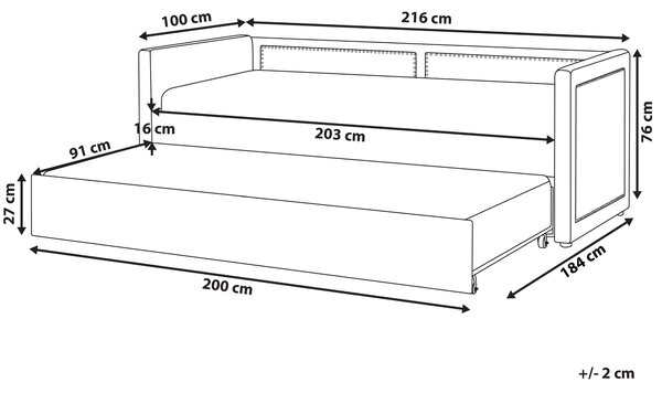 Rozkládací postel Manšestr MIMIZAN 90 x 200 cm Tmavě šedá