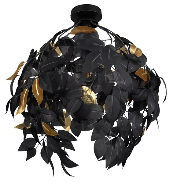 Trio Leuchten R60461032 LEAVY - Moderní stropní lustr s černými lístečky Ø 38cm, 1 x E27 (Stropní moderní svítidlo s černými plastovými lístečky)