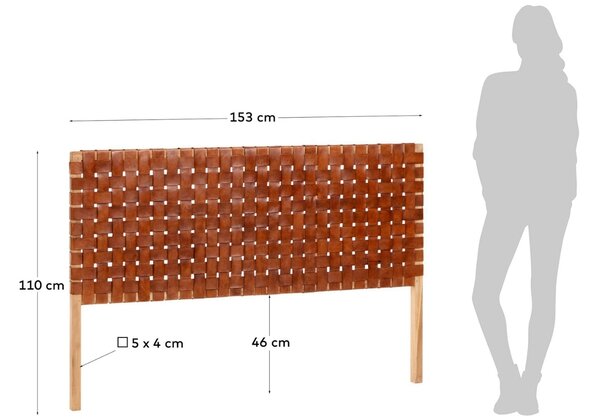 Hnědé kožené čelo Kave Home Calixta 153 x 110 cm