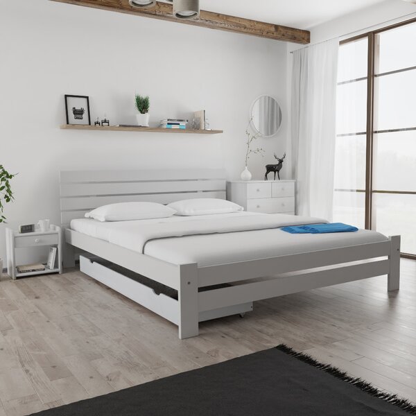 Postel PARIS zvýšená 180 x 200 cm, bílá Rošt: Bez roštu, Matrace: Matrace Coco Maxi 20 cm