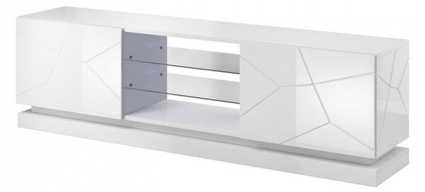 TV stolek s LED osvětlením ANDRE - lesklý bílý