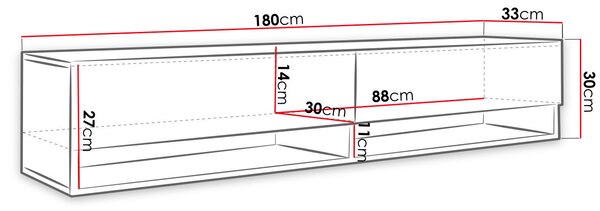 Televizní stolek 180 cm WILLA A - dub wotan