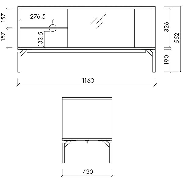 Noo.ma Červený TV stolek Met 116 x 42 cm