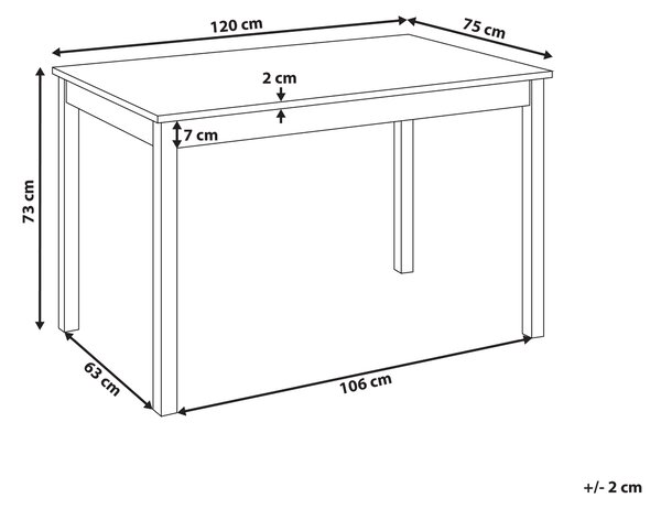 Jídelní stůl BARLEE Bílá 120 cm 75 cm Topolové dřevo