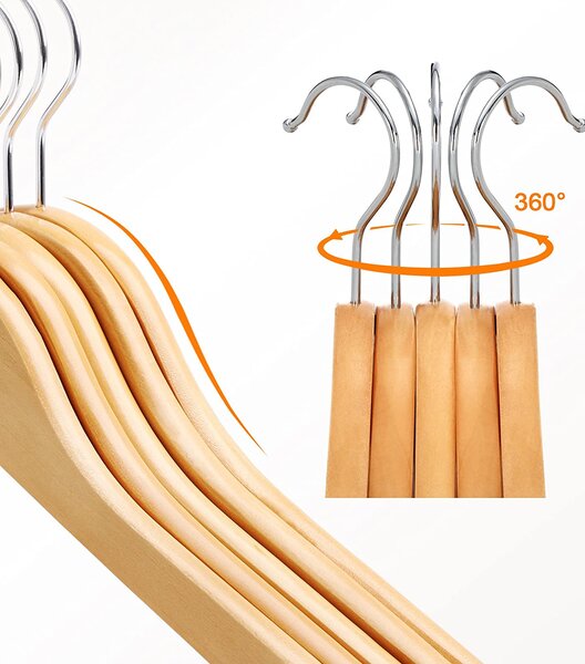 SONGMICS Dřevěné ramínko přírodní 44 cm 20 ks