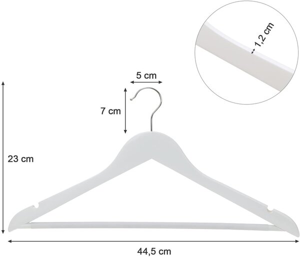 SONGMICS Dřevěné ramínko bílé 44 cm 20 ks