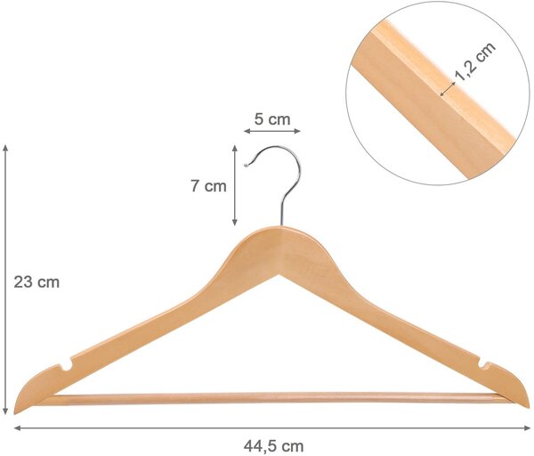 SONGMICS Dřevěné ramínko přírodní 44 cm 20 ks