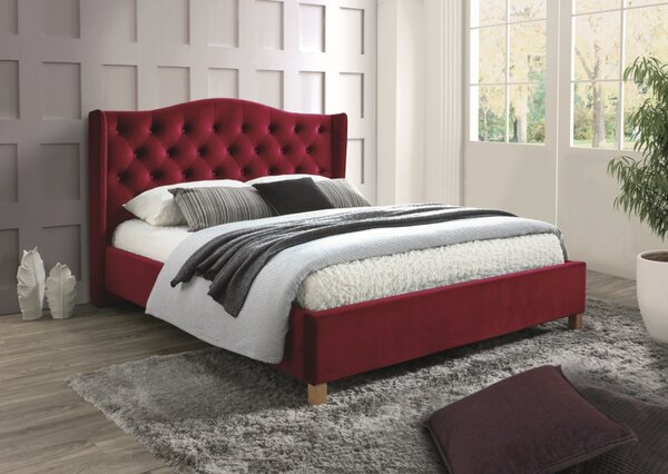 Čalouněná postel ASPEN VELVET 160 x 200 cm vínová Matrace: Bez matrace