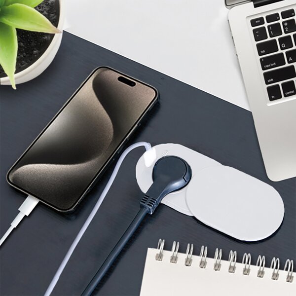 SOLIGHT Vestavná zásuvka s posuvným víčkem, USB A+C 20W PD, 2m, matná bílá