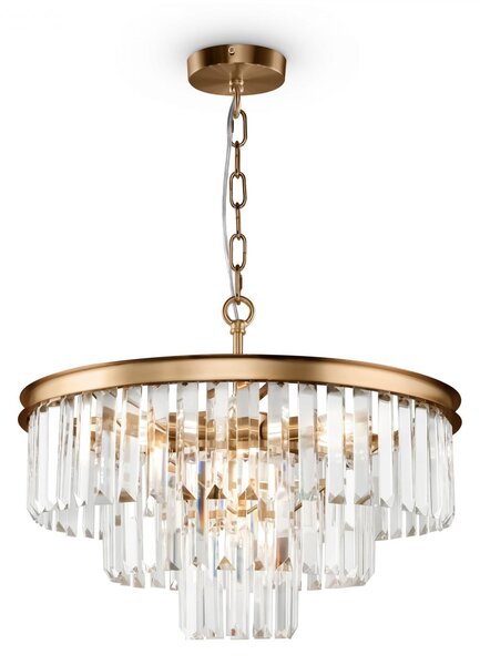Maytoni Závěsné LED křišťálové svítidlo REVERO, Ø 50 cm, 7xE14, Barva: Mosaz