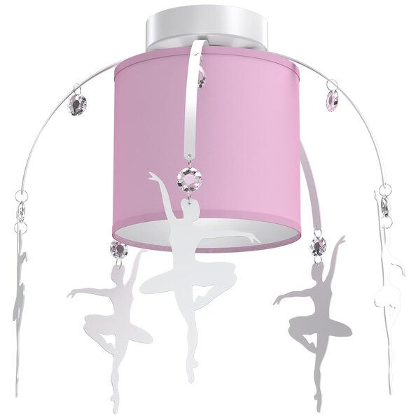 Dětské stropní svítidlo Baletnica white, 1x růžové textilní stínítko, w