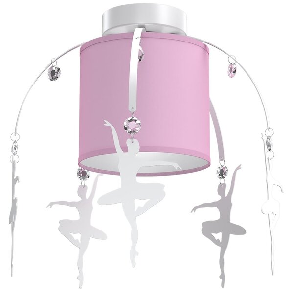 Dětské stropní svítidlo Baletnica white, 1x růžové textilní stínítko, w