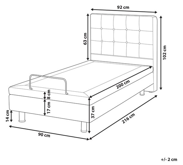Polohovací postel Buklé DUKE 90 x 200 cm Krémově bílá