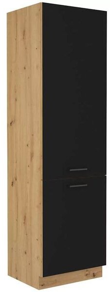 Skříň na vestavnou lednici MALILA - šířka 60 cm, černá / dub artisan