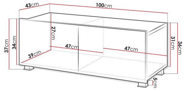 TV stolek 100 cm CHEMUNG - dub zlatý