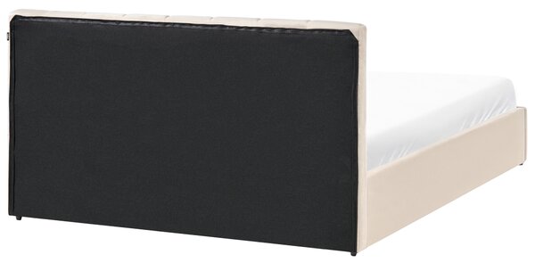 Postel s úložným prostorem Umělý samet DREUX 180 x 200 cm Světle béžová