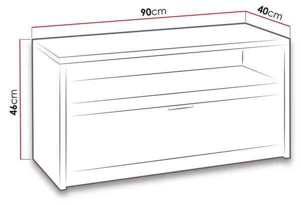 Televizní stolek 90 cm PEORIA 1 - dub monastery / lesklá černá