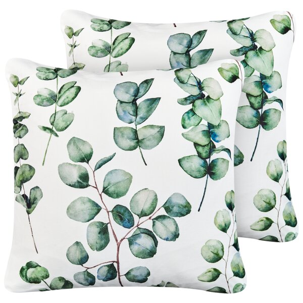 Sada 2 venkovních polštářů BOSQUE Rostlinný vzor 45 x 45 cm Zelená