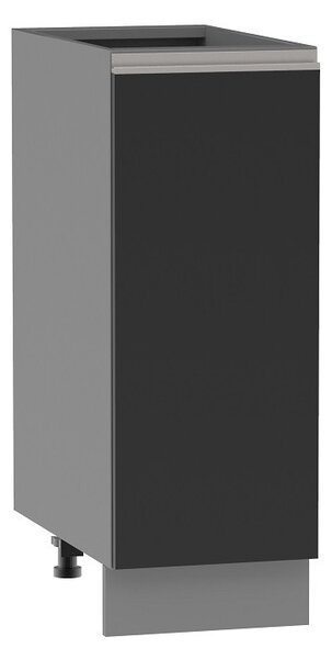 Dolní skříňka ADAMA - šířka 30 cm, lesklá černá / šedá, stříbrná úchytka, nožky 10 cm