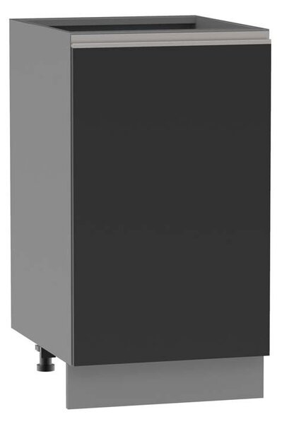 Dolní skříňka s policí ADAMA - šířka 45 cm, lesklá černá / šedá, stříbrná úchytka, nožky 15 cm