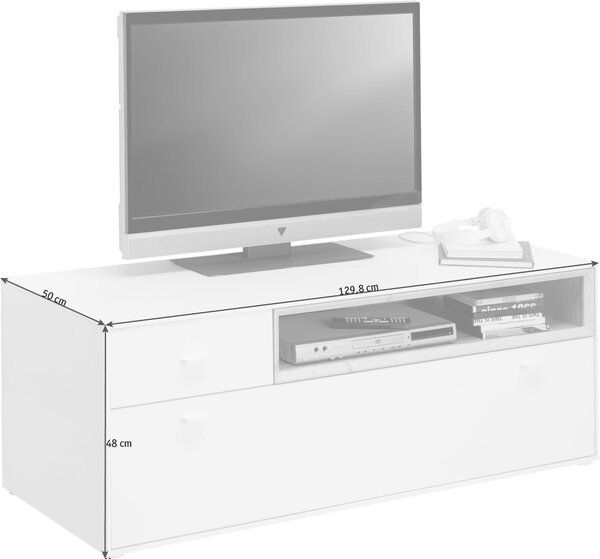 KOMODA POD TELEVIZI, bílá, barvy dubu, 130/48/50 cm Hom`in - Dětské pokoje sestavy