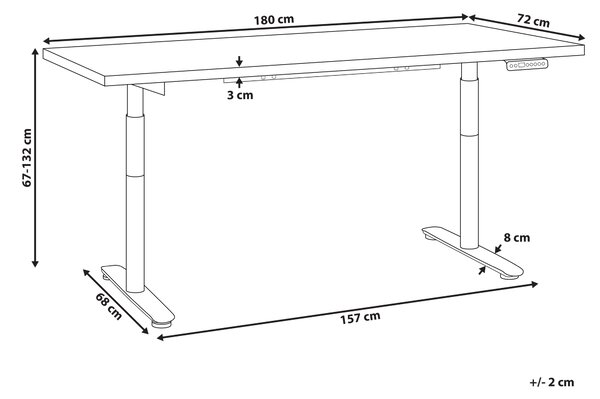 Elektricky výškově nastavitelný pracovní stůl DESTINAS Světle hnědá/Bílá 180 cm 72 cm