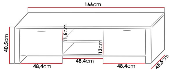 Televizní stolek s LED osvětlením FERNS 9 - bílý / lesklý černý