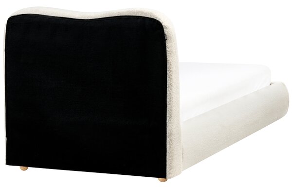 Postel s úložným prostorem Buklé BLAGNAC 90 x 200 cm Krémově bílá