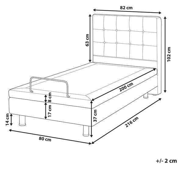 Polohovací postel Tkanina DUKE 80 x 200 cm Světle šedá