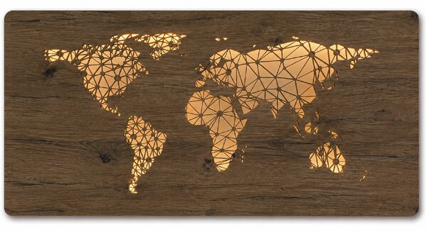 "Mapa světa" světelný obraz s baterií a pohybovým čidlem 120x60 cm provedení povrchu: dub světlý