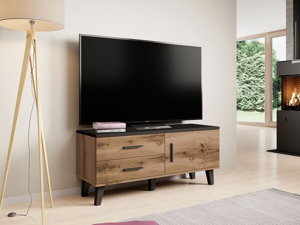 TV stolek 120 cm OLINA - dub wotan / černý