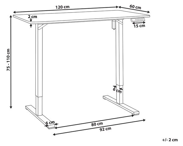 Elektricky výškově nastavitelný pracovní stůl TAVARES Hnědá/Černá 120 cm 60 cm