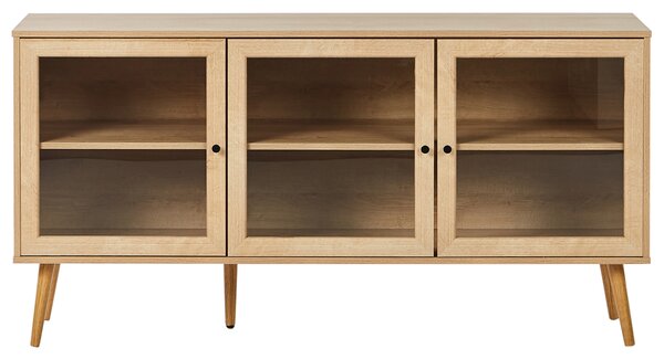 Prosklená komoda ALBANY 150 cm Světle hnědá