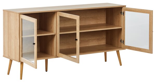 Prosklená komoda ALBANY 150 cm Světle hnědá