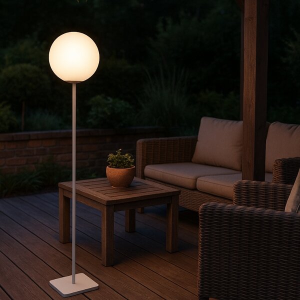 Bílá plastová solární stojací LED lampa Kave Home Dinesh 120 cm