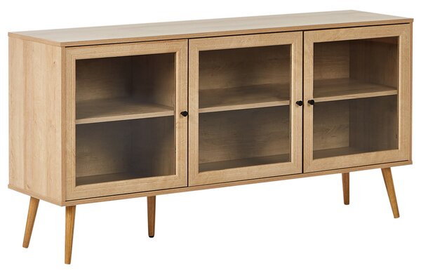 Prosklená komoda ALBANY 150 cm Světle hnědá