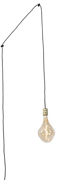 Hanglamp goud met stekker incl. PS160 goldline dimbaar - Cavalux