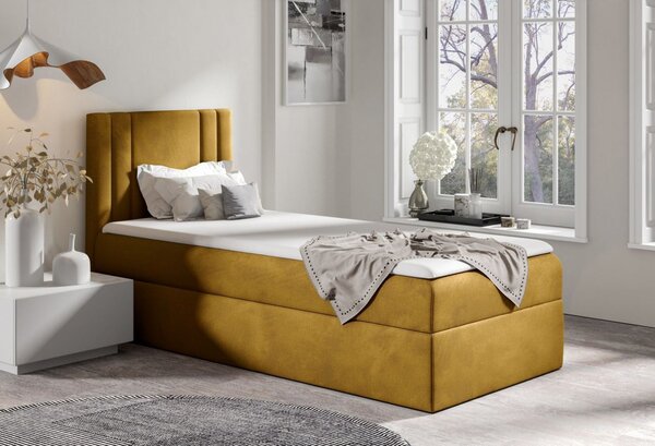 Boxspringová postel CELESTA MINI - 80x200, žlutá + topper ZDARMA