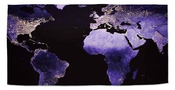 Ručník SABLIO - Světelná mapa světa 30x50 cm