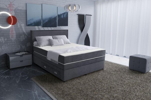 POSTEL BOXSPRING, 120/200 cm, tmavě šedá Hom`in - Jednolůžkové postele