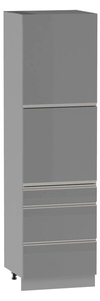 Kombinovaná potravinová skříň ADAMA - šířka 60 cm, lesklá šedá / šedá, nožky 10 cm